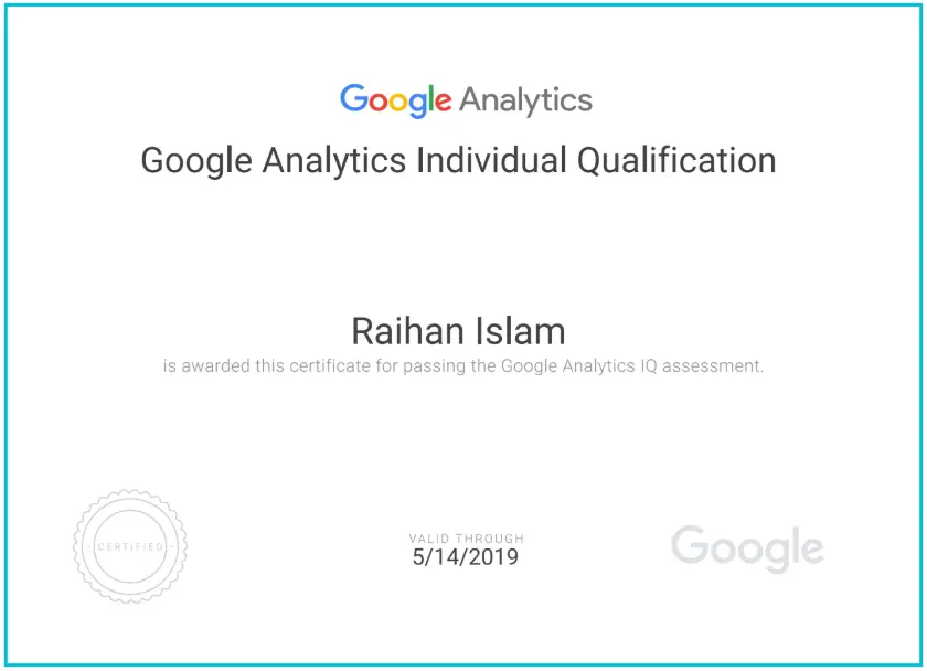 Raihan Islam's GA individual qualification